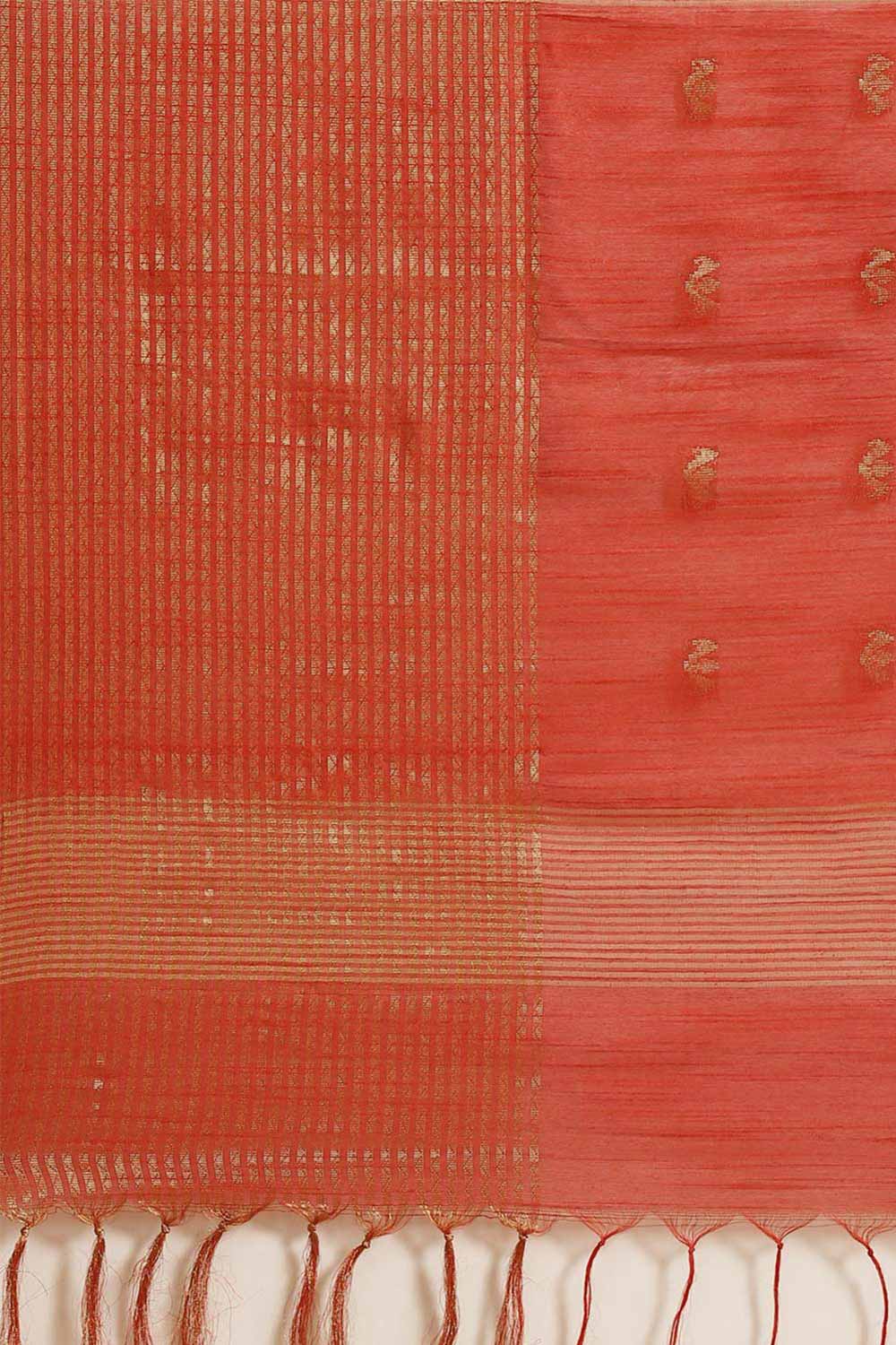 Buy Mansi Red Zari Woven Blended Silk One Minute Saree Online - Back