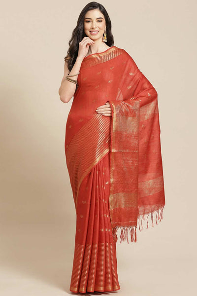Buy Mansi Red Zari Woven Blended Silk One Minute Saree Online - One Minute Saree