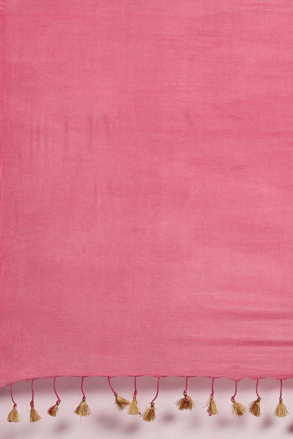 Buy Pink Solid Linen Blend One Minute Saree Online - Side