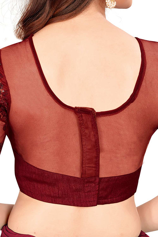 Buy Bina Beige Georgette Embellished One Minute Saree Online - Front