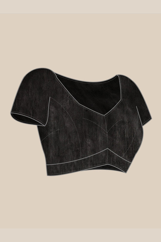 Buy Gina Black Woven Cotton Silk One Minute Saree Online - Front