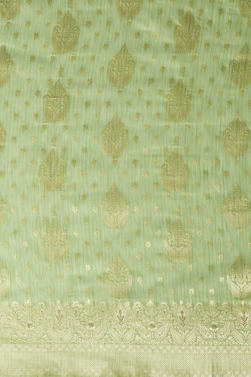 Buy Jenny Light Green Cotton Muga One Minute Saree Online - Back
