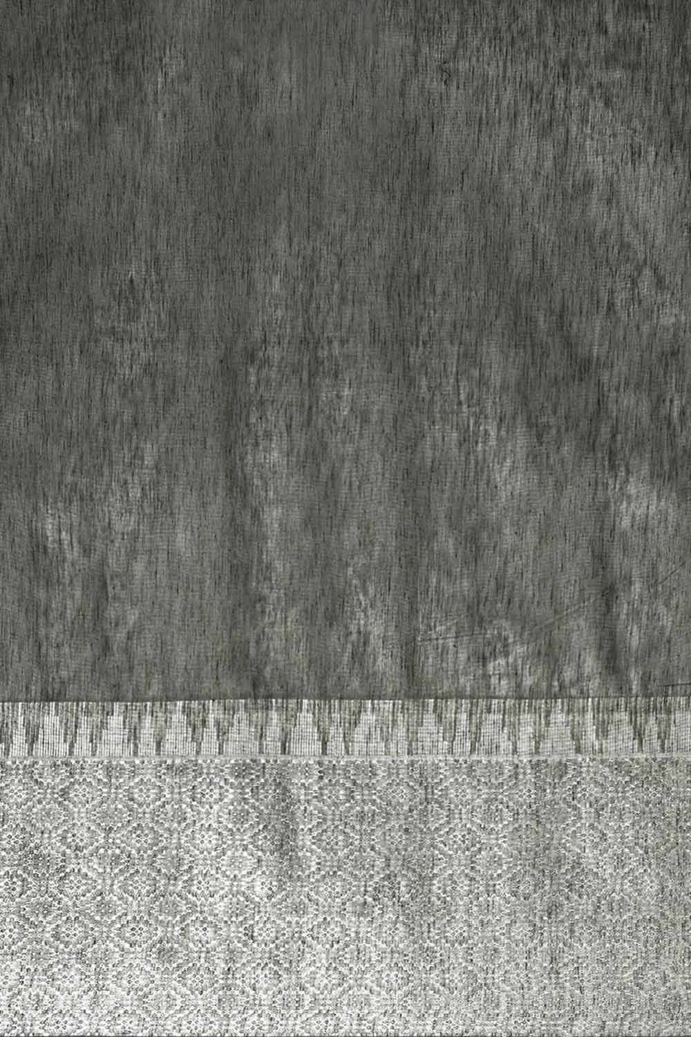 Buy Maya Grey Zari Woven Silk Blend One Minute Saree Online