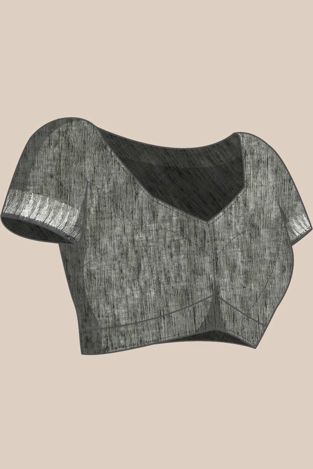 Buy Maya Grey Zari Woven Silk Blend One Minute Saree Online - Front