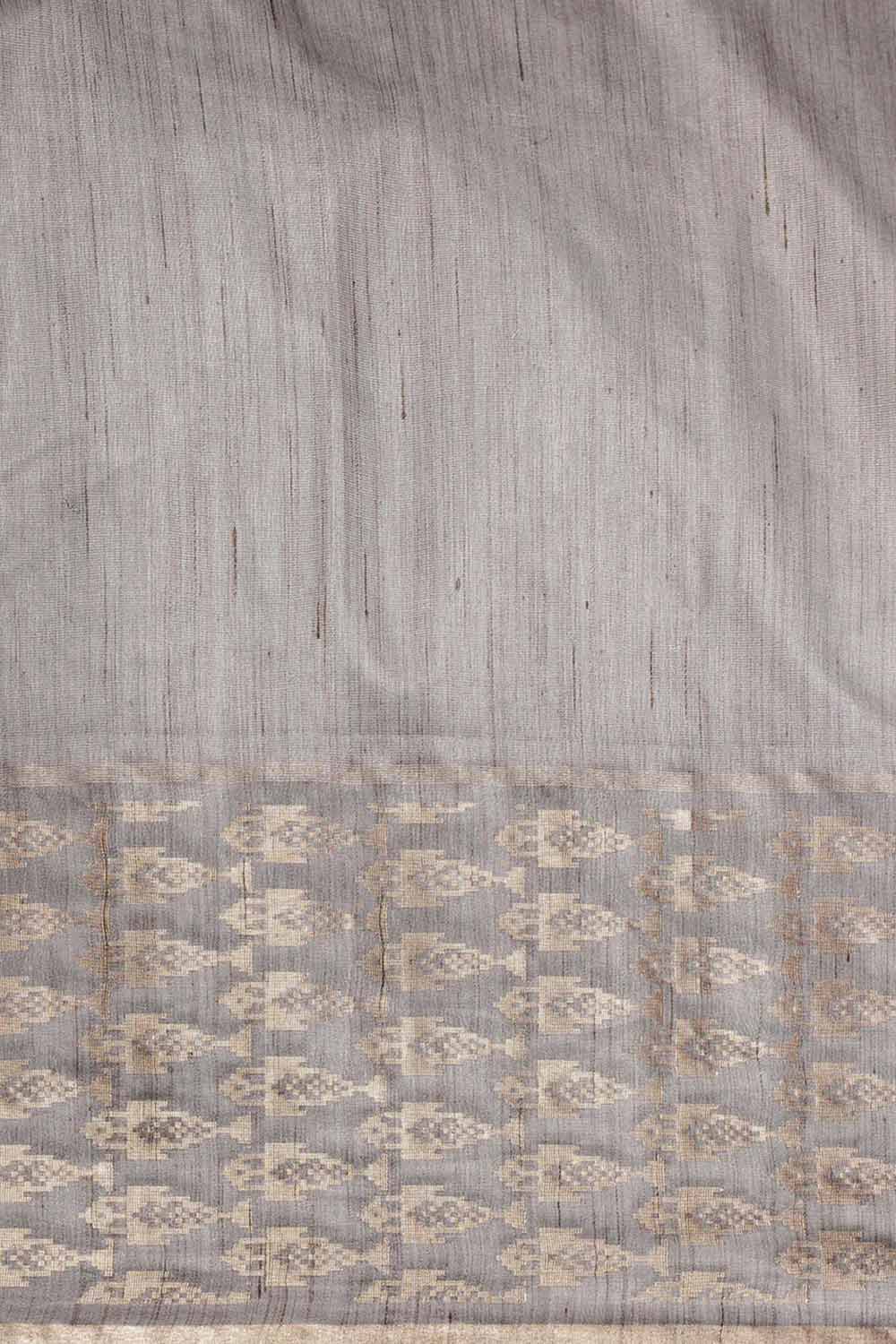 Buy Susie Grey Silk Blend Solid/Woven One Minute Saree Online