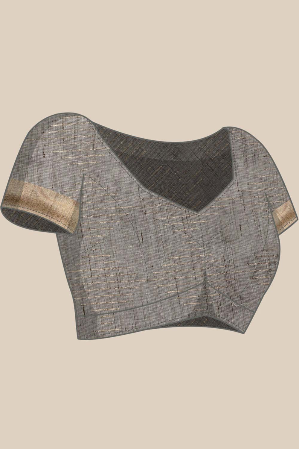 Lori Grey Silk Blend Stripe One Minute Saree