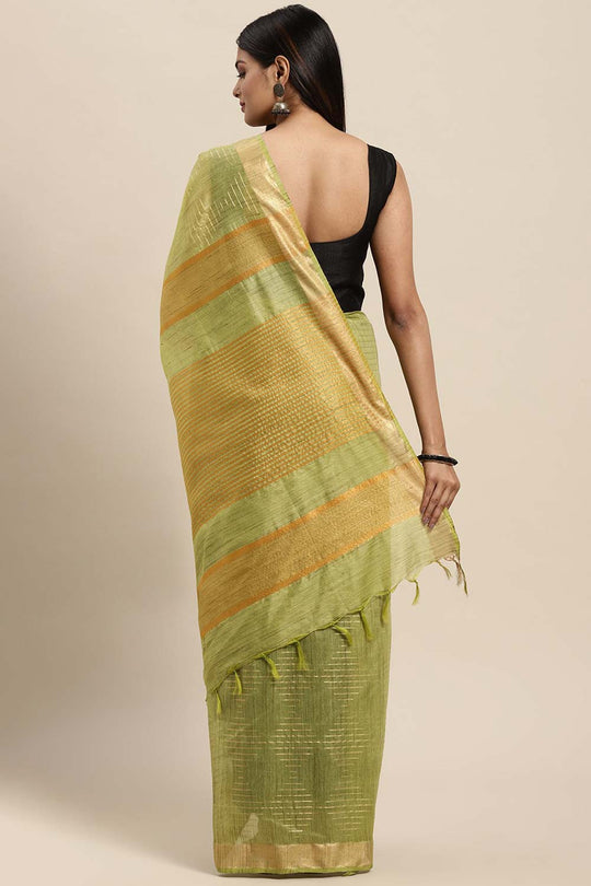 Shop Jenny Green Silk Blend Stripe One Minute Saree at best offer at our  Store - One Minute Saree