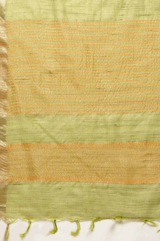 Buy Jenny Green Silk Blend Stripe One Minute Saree Online - Back