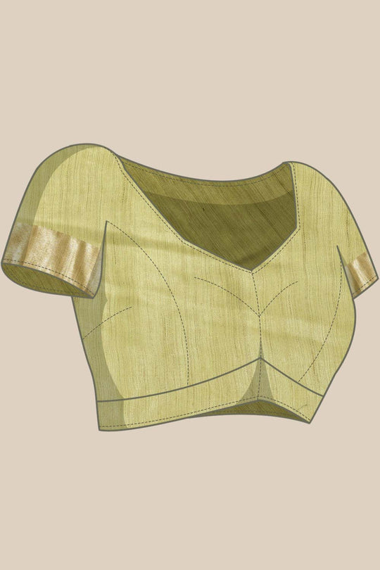 Buy Jenny Green Silk Blend Stripe One Minute Saree Online - Front