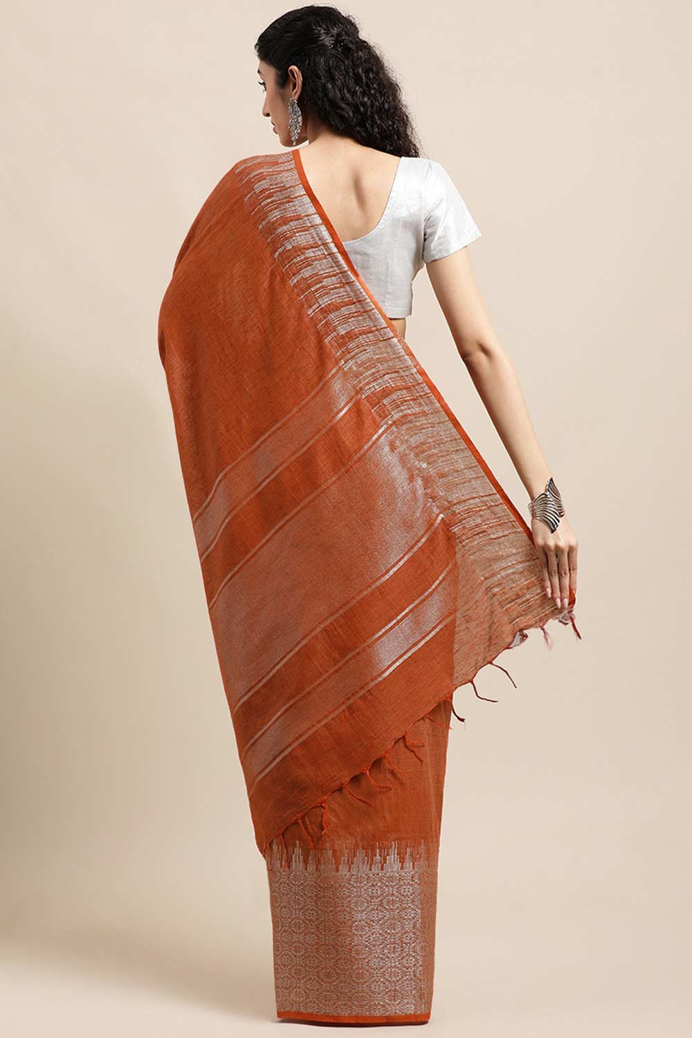 Shop Ronnie Rust Zari Woven Silk Blend One Minute Saree at best offer at our  Store - One Minute Saree