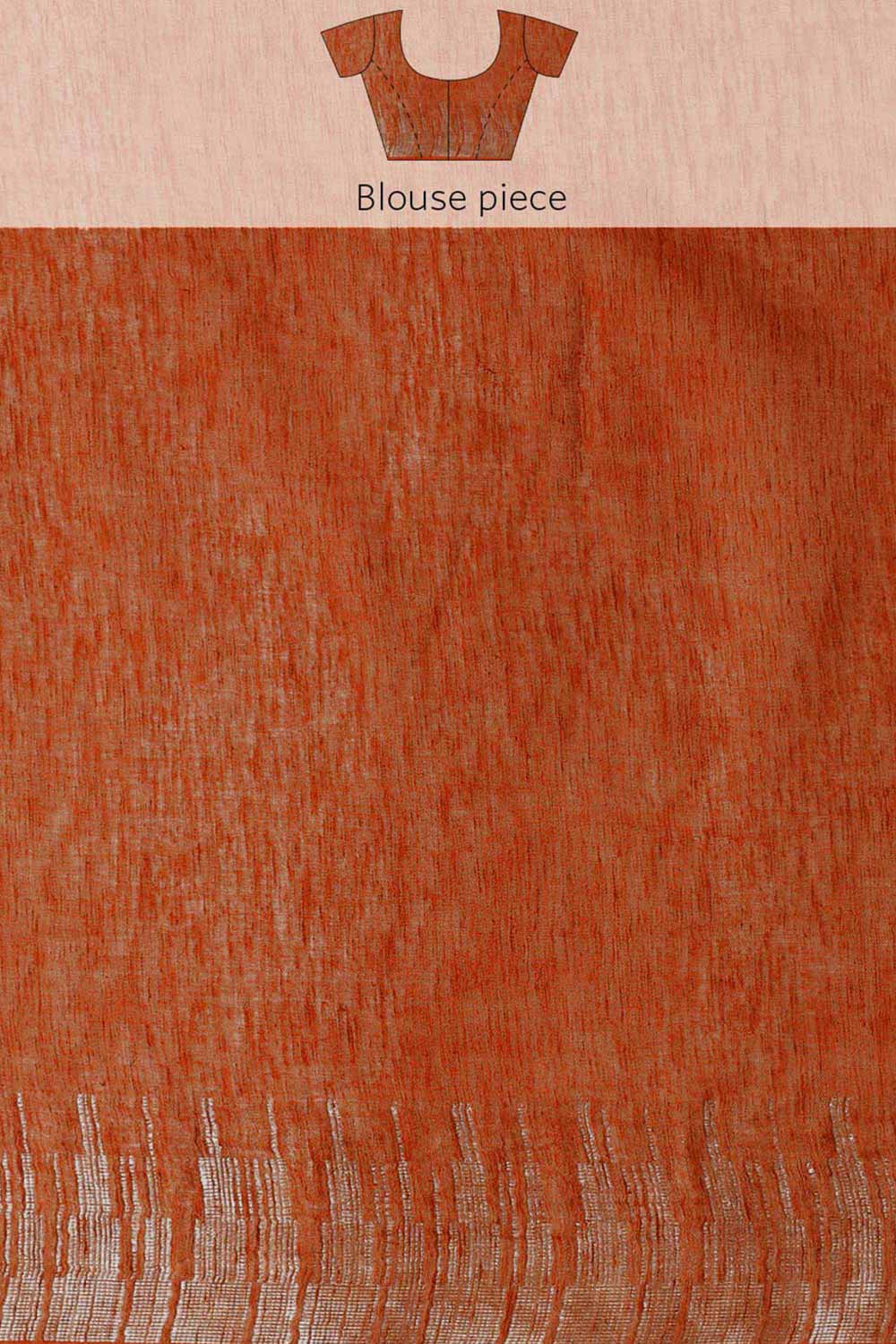 Buy Ronnie Rust Zari Woven Silk Blend One Minute Saree Online - Side