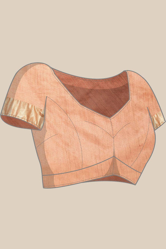 Buy Pulki Orange Silk Blend Stripe One Minute Saree Online - Front