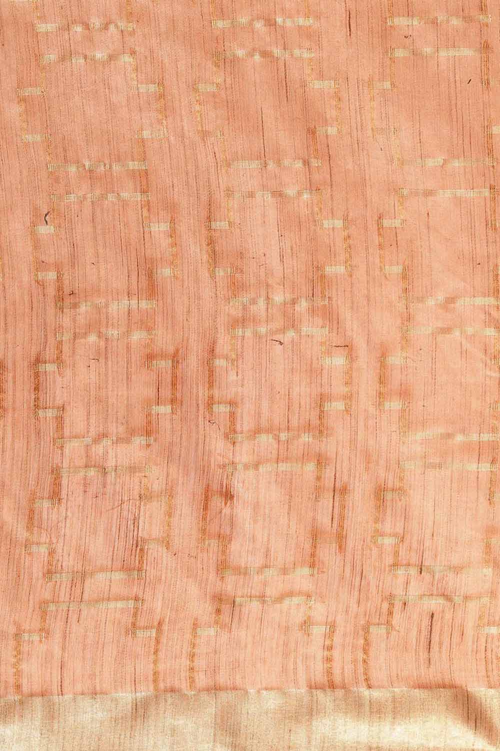 Buy Anise Orange Silk Blend Geometric One Minute Saree Online