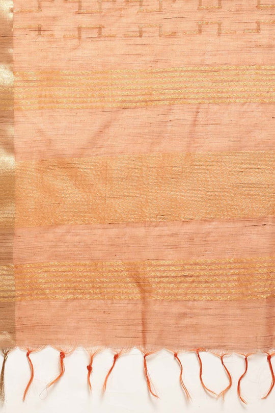 Buy Anise Orange Silk Blend Geometric One Minute Saree Online - Back