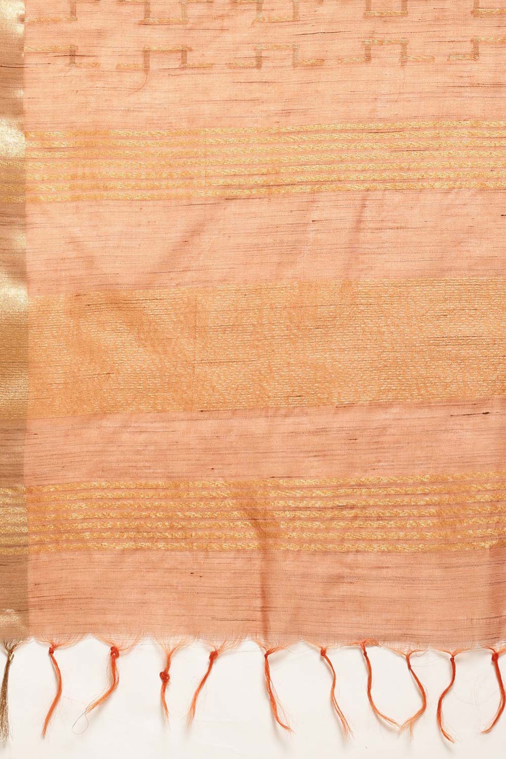 Buy Anise Orange Silk Blend Geometric One Minute Saree Online - Back