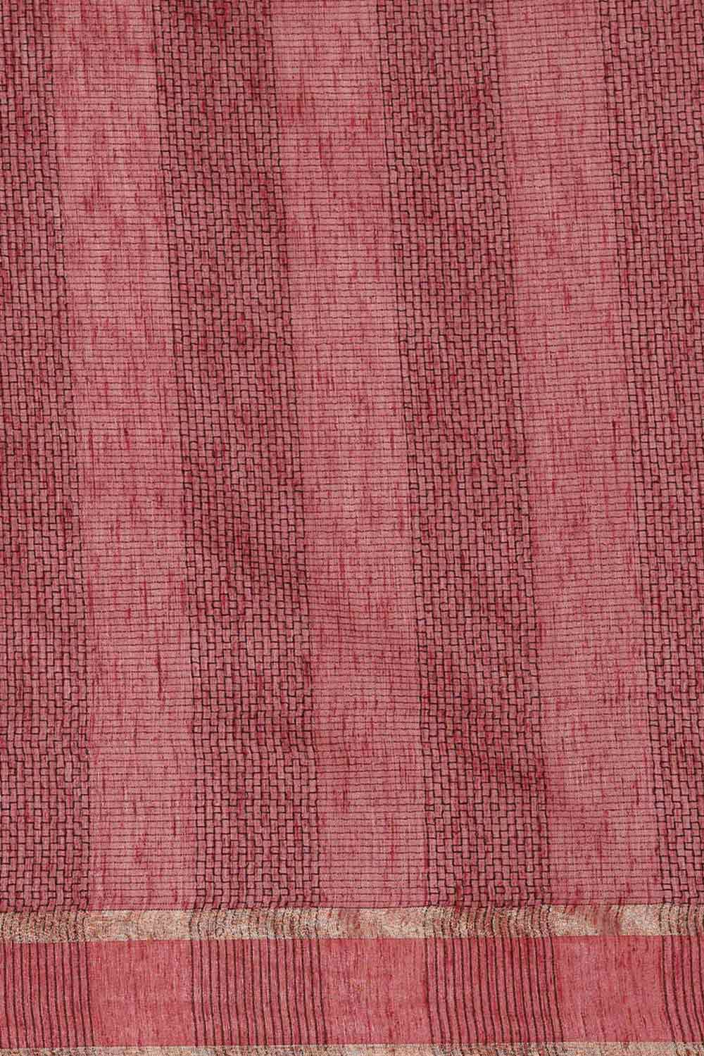 Buy Lopa Burgundy Zari Woven Silk Blend One Minute Saree Online