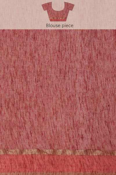 Buy Lopa Burgundy Zari Woven Silk Blend One Minute Saree Online - Side