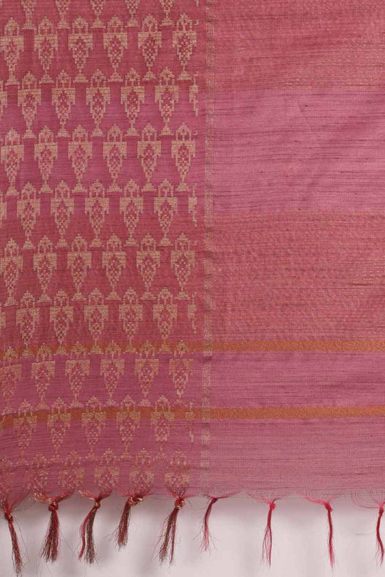 Buy Lana Pink Silk Blend Stripe One Minute Saree Online - Back