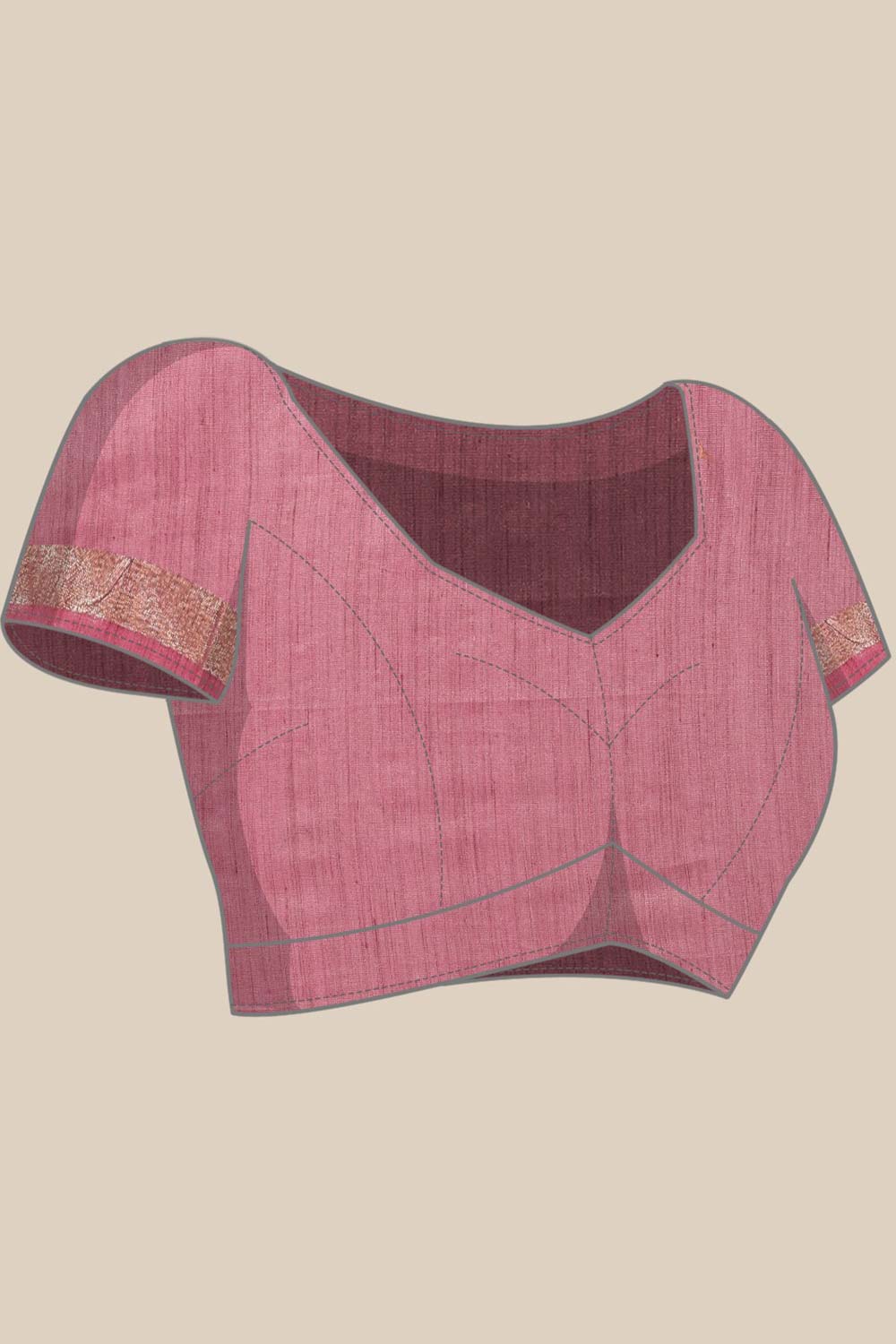 Buy Lana Pink Silk Blend Stripe One Minute Saree Online - Front