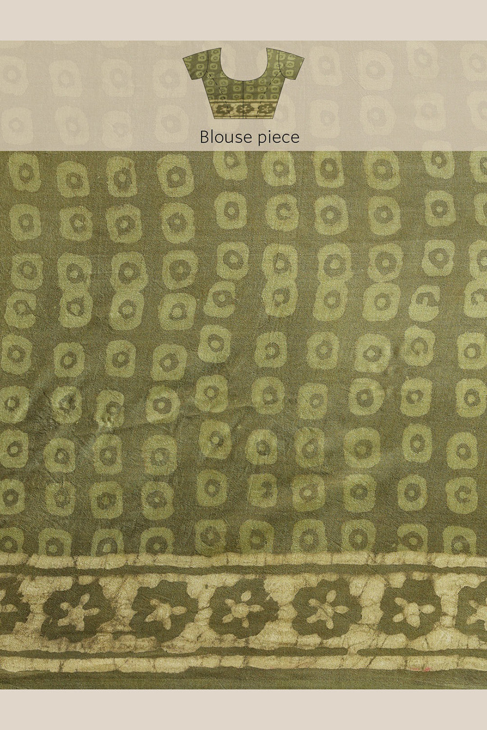 Buy Lata Green Batik Print Art Silk One Minute Saree Online - Side