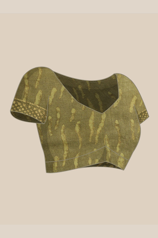 Buy Diana Green Batik Print, Polka Dot Art Silk One Minute Saree Online - Front