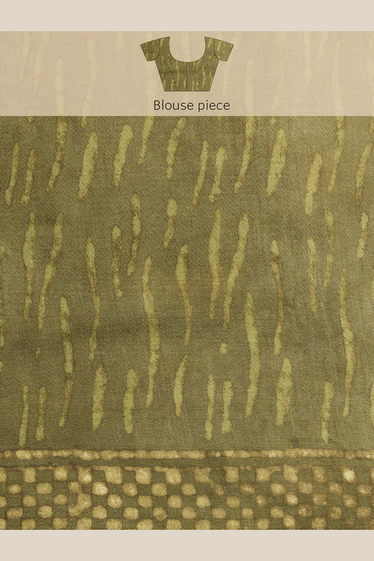 Buy Diana Green Batik Print, Polka Dot Art Silk One Minute Saree Online - Side