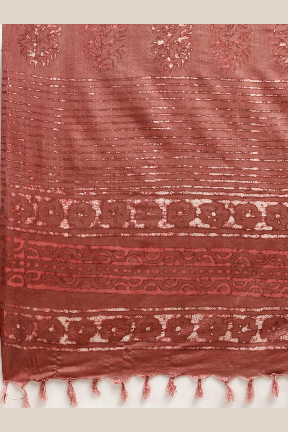 Buy Chloe Brown Batik Print Art Silk One Minute Saree Online - Back