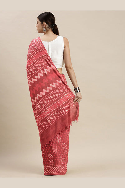 Shop Silia Pink Batik Print, Polka Dot Art Silk One Minute Saree at best offer at our  Store - One Minute Saree