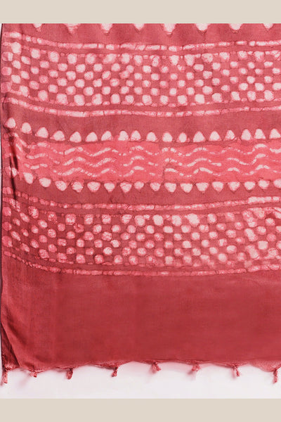 Buy Silia Pink Batik Print, Polka Dot Art Silk One Minute Saree Online - Back