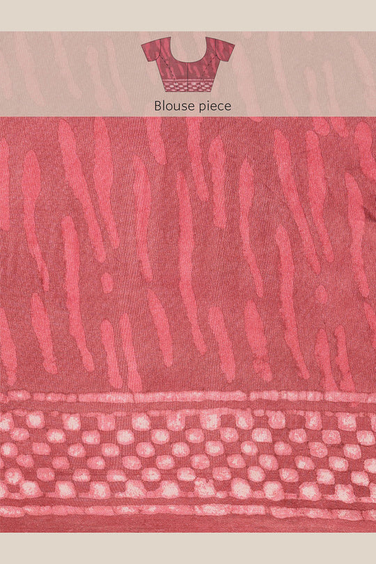 Buy Silia Pink Batik Print, Polka Dot Art Silk One Minute Saree Online - Side