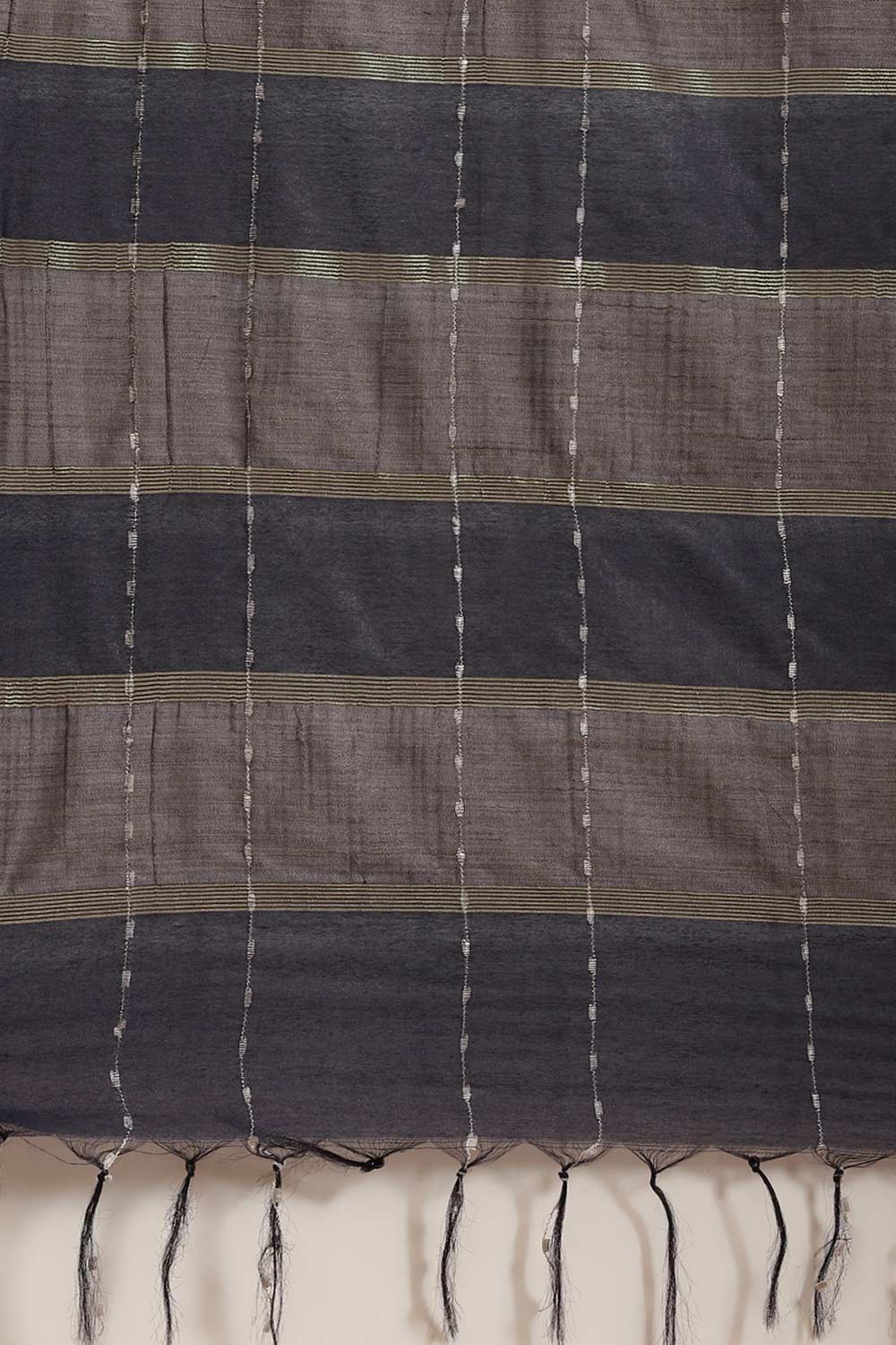 Buy Riya Navy Blue Zari Woven Blended Silk One Minute Saree Online - Back