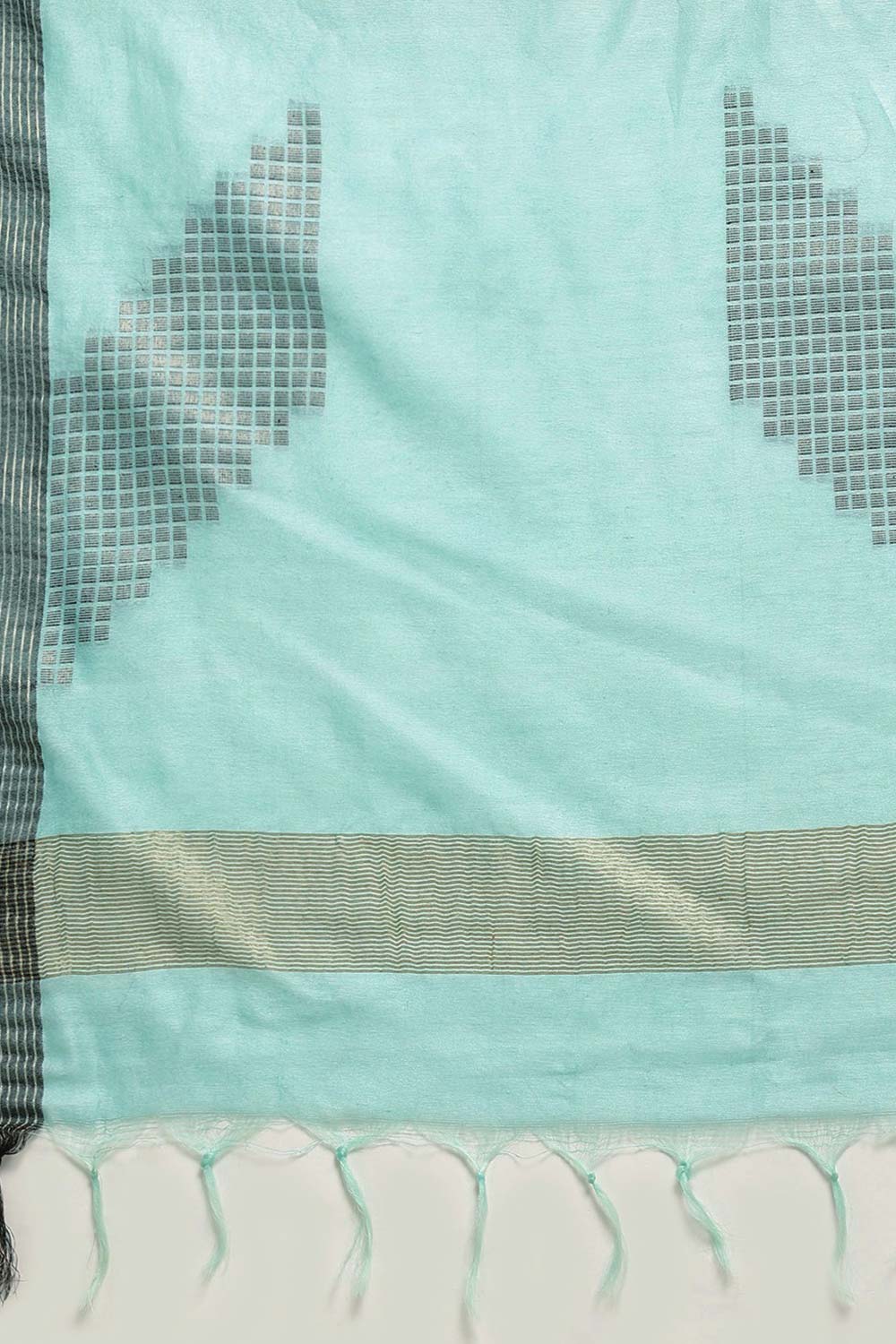 Buy Betsy Blue Silk Blend Woven One Minute Saree Online - Back