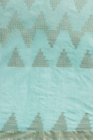 Buy Bina Blue Silk Blend Woven One Minute Saree Online