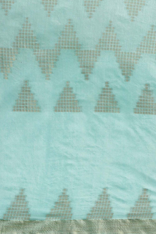 Buy Bina Blue Silk Blend Woven One Minute Saree Online