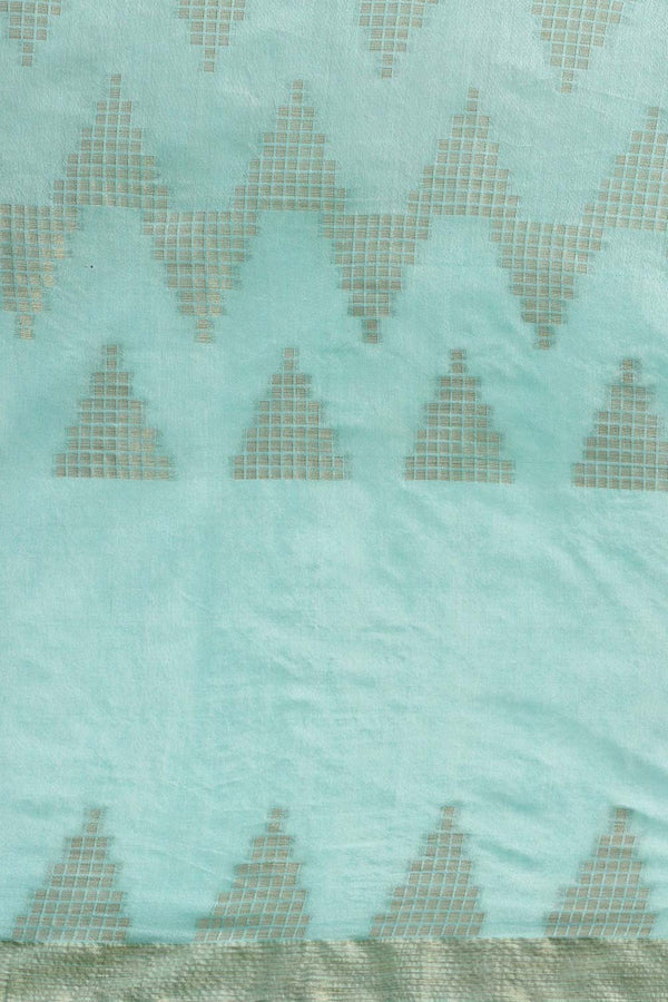 Buy Bina Blue Silk Blend Woven One Minute Saree Online