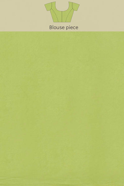 Buy Sarah Light Green Zari Woven Blended Silk One Minute Saree Online - Side