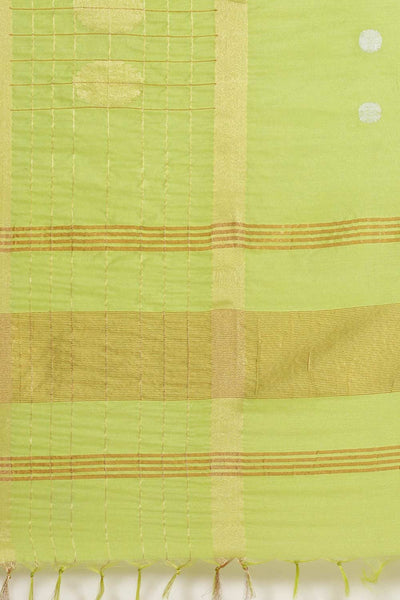 Buy Light Green Zari Woven Blended Silk One Minute Saree Online - Side