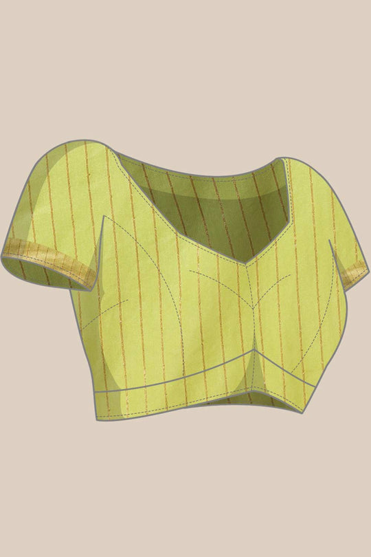 Buy Airana Light Green Zari Woven Blended Silk One Minute Saree Online - Front