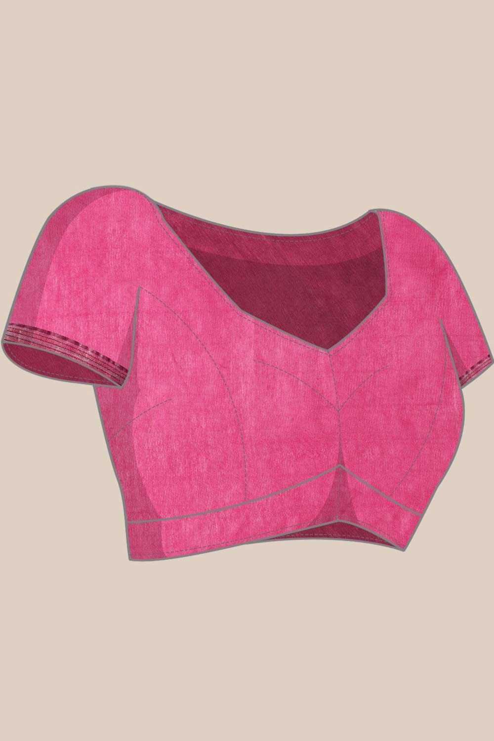 Buy Peppa Pink Zari Woven Blended Silk One Minute Saree Online - Front