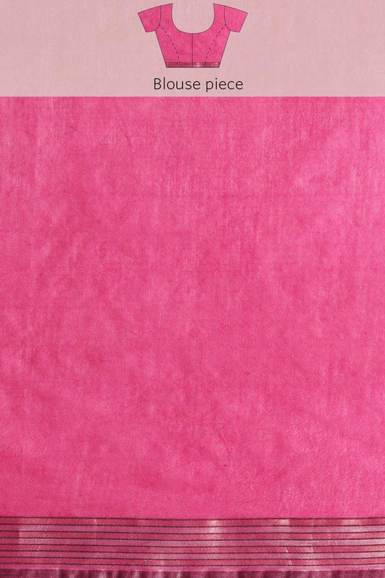 Buy Peppa Pink Zari Woven Blended Silk One Minute Saree Online - Side