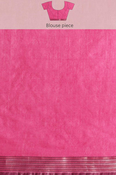 Buy Peppa Pink Zari Woven Blended Silk One Minute Saree Online - Side