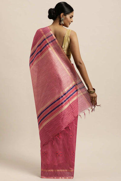 Shop Lilliann Pink Zari Woven Silk Blend One Minute Saree at best offer at our  Store - One Minute Saree