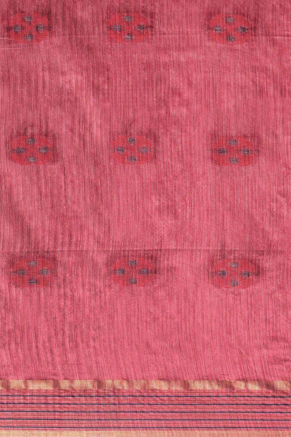 Buy Lilliann Pink Zari Woven Silk Blend One Minute Saree Online