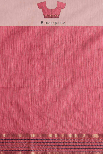 Buy Lilliann Pink Zari Woven Silk Blend One Minute Saree Online - Side