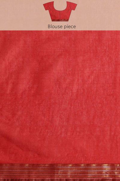 Buy Reena Red Zari Woven Blended Silk One Minute Saree Online - Side
