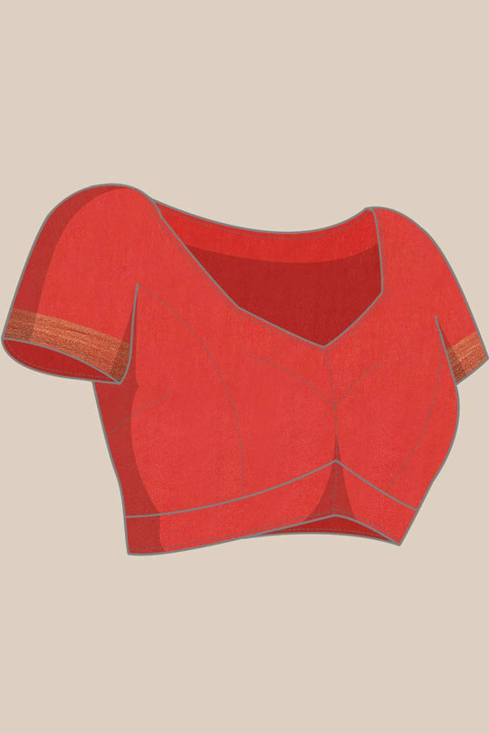 Buy Mirabelle Red Zari Woven Blended Silk One Minute Saree Online - Front