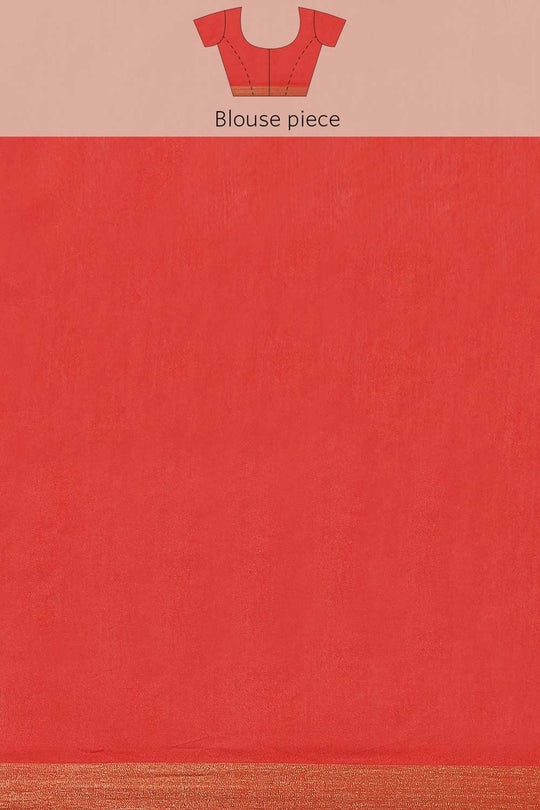 Buy Mirabelle Red Zari Woven Blended Silk One Minute Saree Online - Side