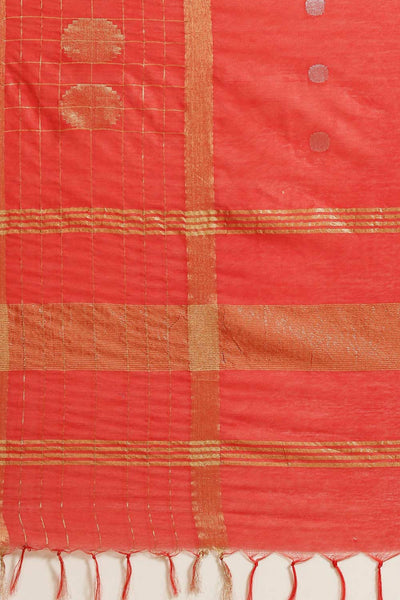 Buy Isabel Red Zari Woven Blended Silk One Minute Saree Online - Back