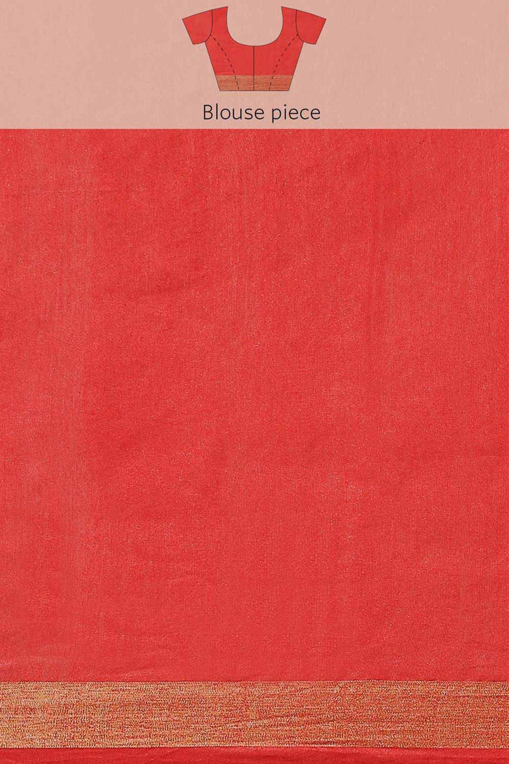 Buy Isabel Red Zari Woven Blended Silk One Minute Saree Online - Side