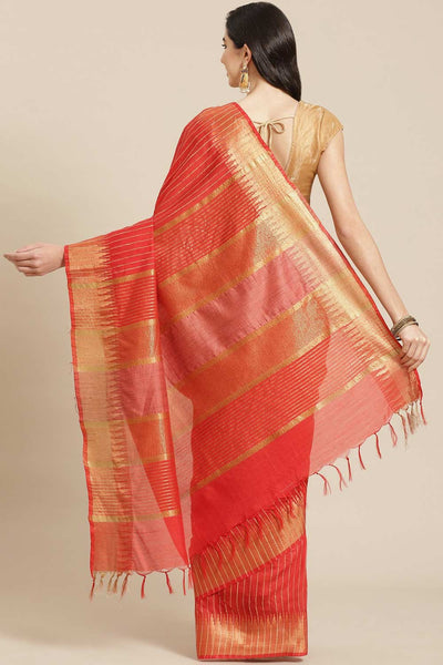 Shop Bella Red Zari Woven Blended Silk One Minute Saree at best offer at our  Store - One Minute Saree